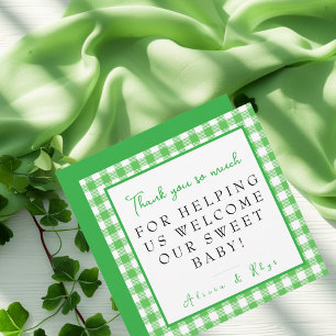 Green Gingham Labor & Delivery NICU Hospital Thank You Card