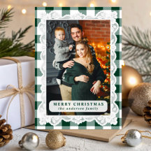 Green Gingham Lace Christmas Photo