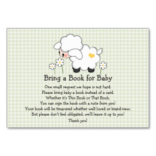 Green Gingham LAMB BABY SHOWER BOOK REQUEST CARD