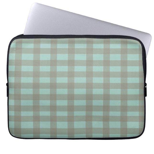 Green Gingham Laptop Sleeve (Front)