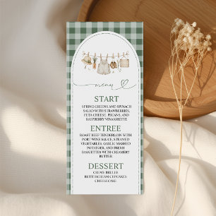 Green Gingham Locally Grown 4x9 Menu Card
