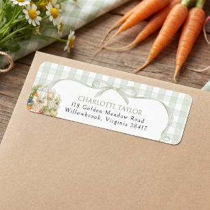 Green Gingham Locally Grown Baby Shower Label