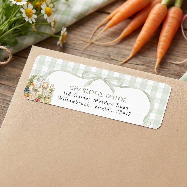 Green Gingham Locally Grown Baby Shower Label (Creator Uploaded)