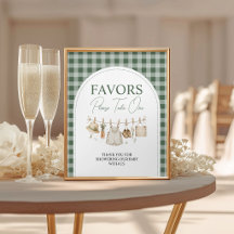 Green Gingham Locally Grown Favor Table Sign