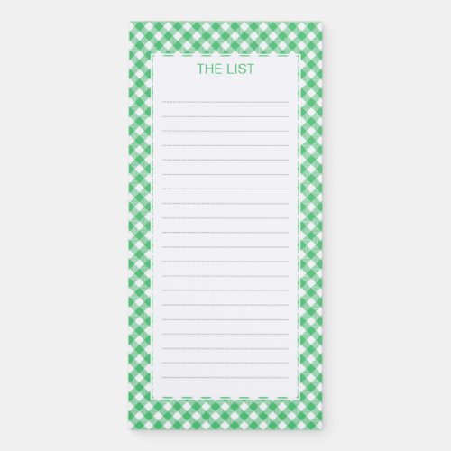 Green Gingham Magnetic Notepad