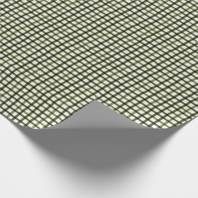 Green Gingham Modern Christmas Wrap Wrapping Paper (Corner)