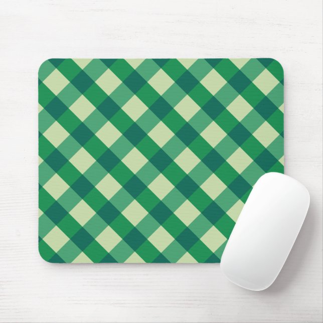 Green Gingham Mouse Pad (With Mouse)