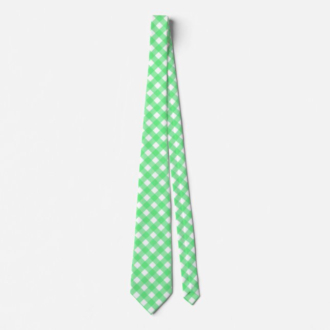 Green gingham neck tie (Front)
