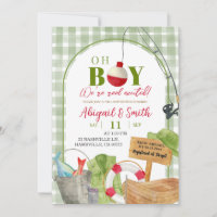 Green Gingham Oh Boy Fishing Baby Shower