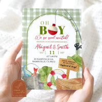 Green Gingham Oh Boy Fishing Baby Shower