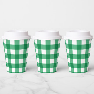 Green Gingham Paper Cups