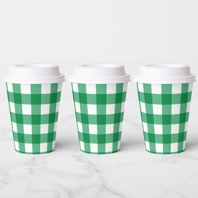 Green Gingham Paper Cups (Multi)