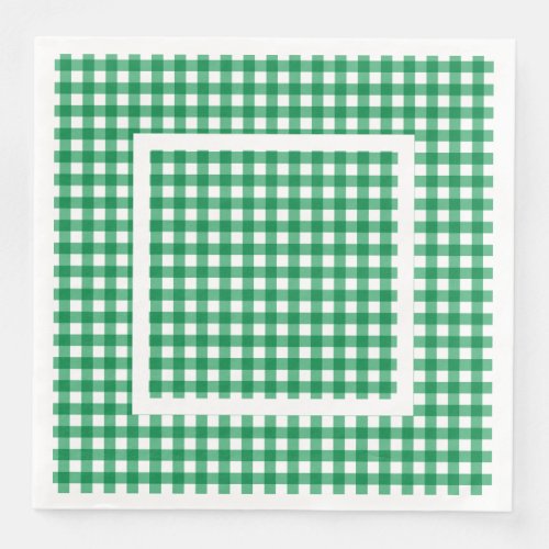 Green Gingham  Paper Dinner Napkins