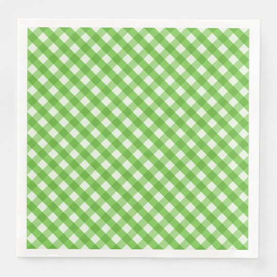 Green Gingham Paper Dinner Napkins