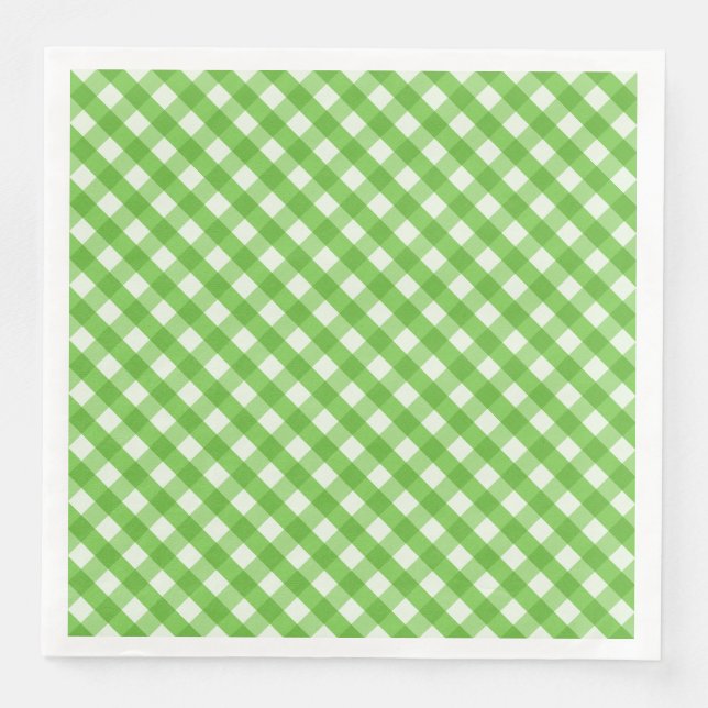 Green Gingham Paper Dinner Napkins (Front)