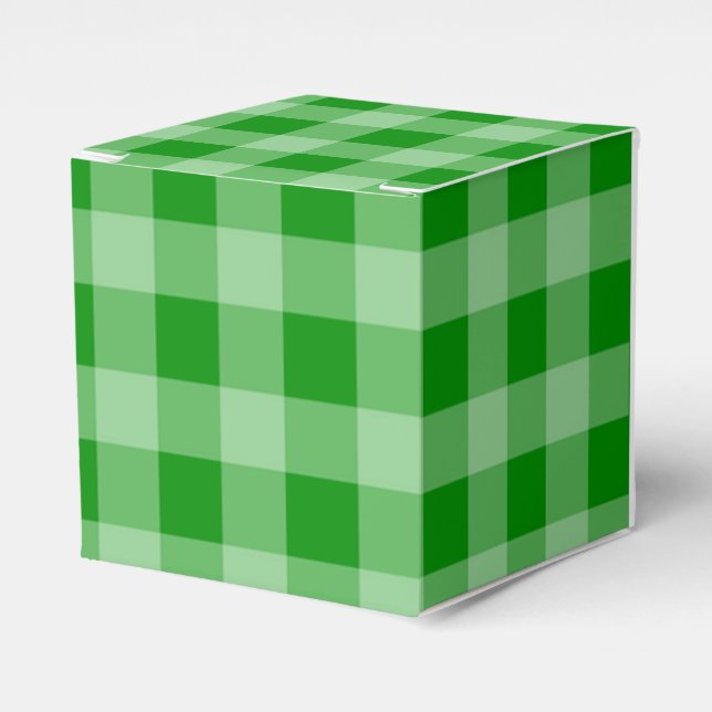 Green Gingham Pattern Favor Boxes (Front Side)