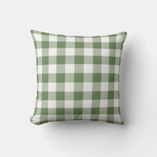 Green Gingham pattern Throw Pillow