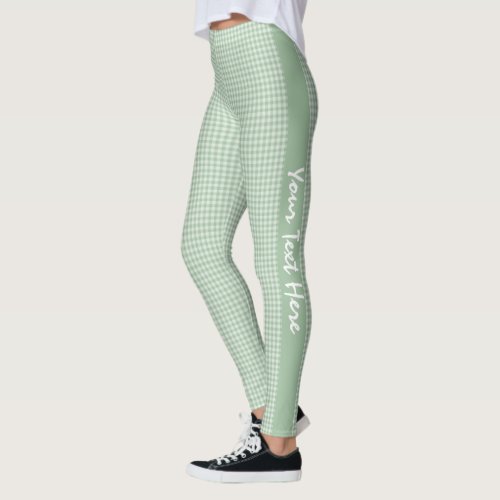 Green Gingham Personalized Leggings