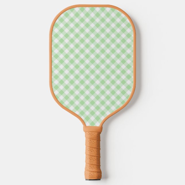 Green gingham Pickleball Paddle-The Preppy Piece Pickleball Paddle (Front)