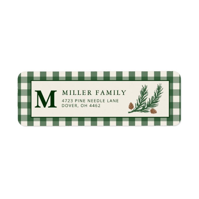 Green Gingham Pinecone Label (Front)