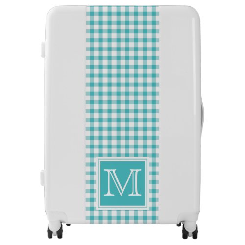 Green Gingham Plaid Checker Simple Modern Monogram Luggage