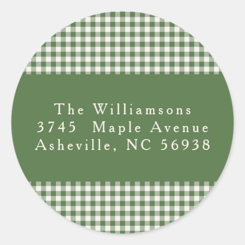 Green Gingham Plaid Christmas Return Address Label