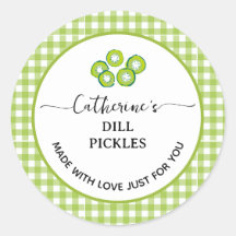 Green gingham plaid Homemade dill pickle