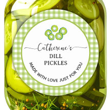 Green gingham plaid Homemade dill pickle