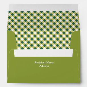 Green Gingham Plaid Lined Envelope