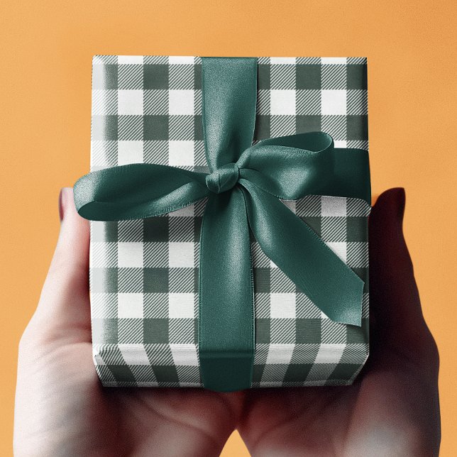 Green Gingham Plaid Pattern Custom Holidays Wrapping Paper (Green Plaid Pattern Personalized Wrapping Paper
)
