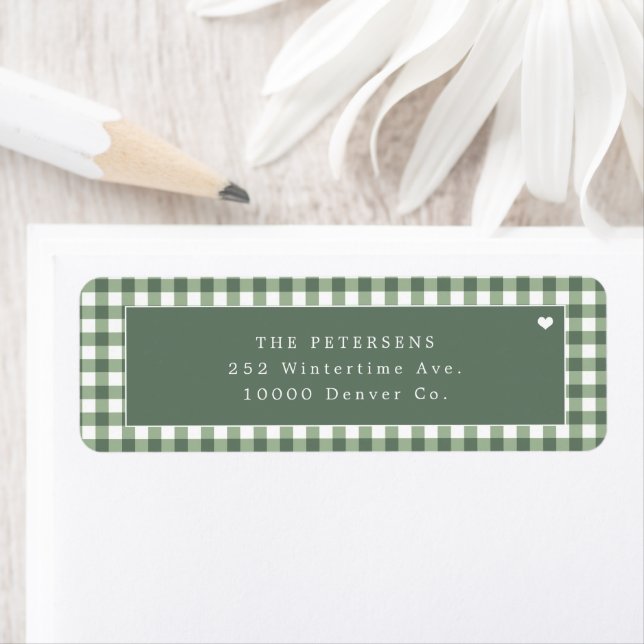 Green gingham plaid personalized label (Insitu)