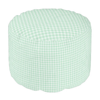 Green Gingham Plaid Pouf