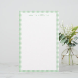 Green Gingham Plaid Stationery