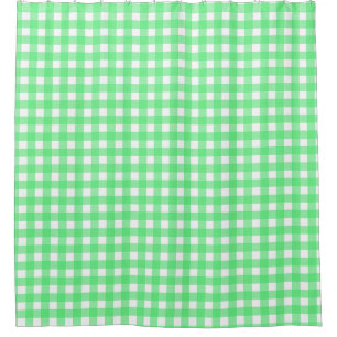 Green gingham shower curtain