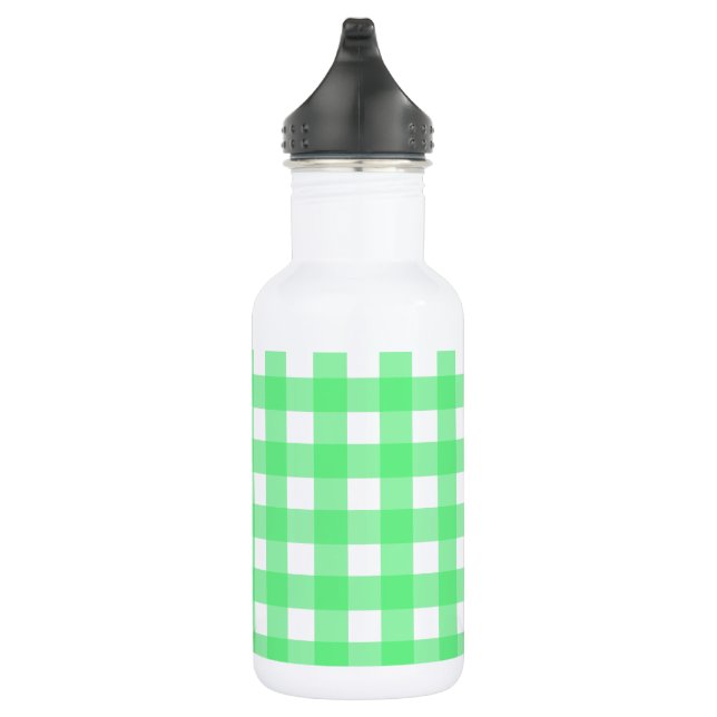 Green gingham stainless steel water bottle (Right)