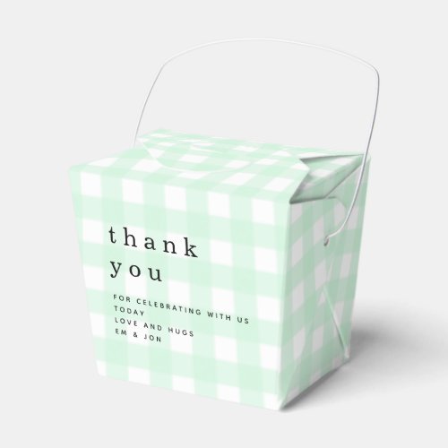 Green Gingham Thank You Picnic Baby Shower Favor Boxes