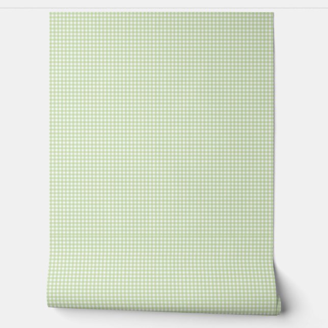 Green Gingham Wall Pattern Wallpaper (Unrolling)