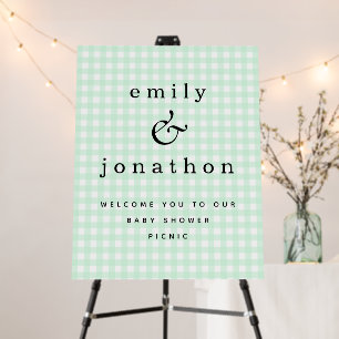 Green Gingham Welcome to Baby Shower Picnic Foam Board