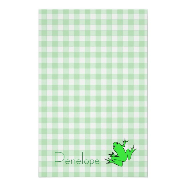 Green Gingham with Tree Frog and Your Name