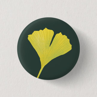 Green Gingko Leaf Nature Lover Botanical Pattern Button