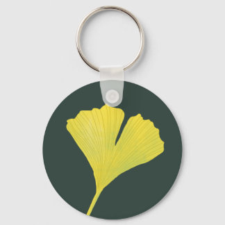 Green Gingko Leaf Nature Lover Botanical Pattern Keychain