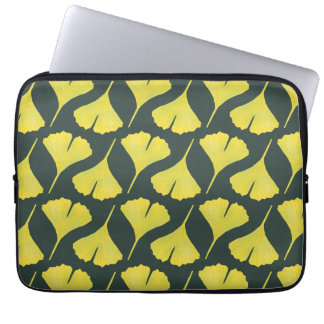 Green Gingko Leaf Nature Lover Botanical Pattern Laptop Sleeve