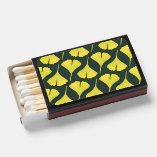 Green Gingko Leaf Nature Lover Botanical Pattern Matchboxes