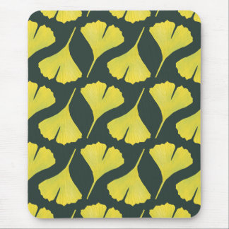 Green Gingko Leaf Nature Lover Botanical Pattern Mouse Pad