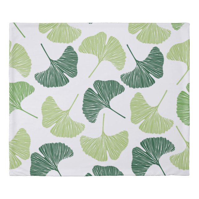 Green Ginkgo Biloba Seamless Pattern Duvet Cover (Front)