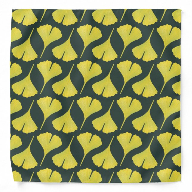 Green Ginkgo Leaf Pattern – Spring Botanical Bandana (Front)