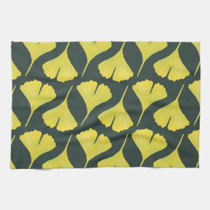 Green Ginkgo Leaf Pattern – Spring Botanical Kitchen Towel