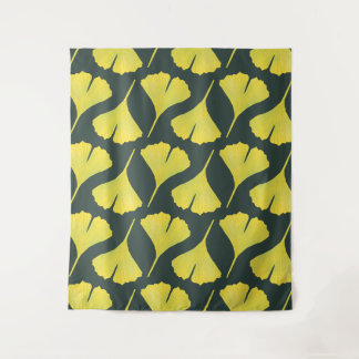 Green Ginkgo Leaf Pattern – Spring Botanical Tapestry