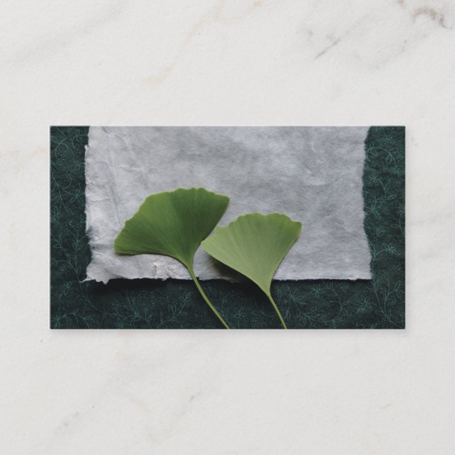 green ginkgo leaves business card (Front)
