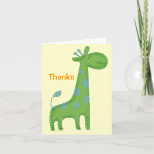 Green Giraffe Applique Thanks Letterpress Thank You Card